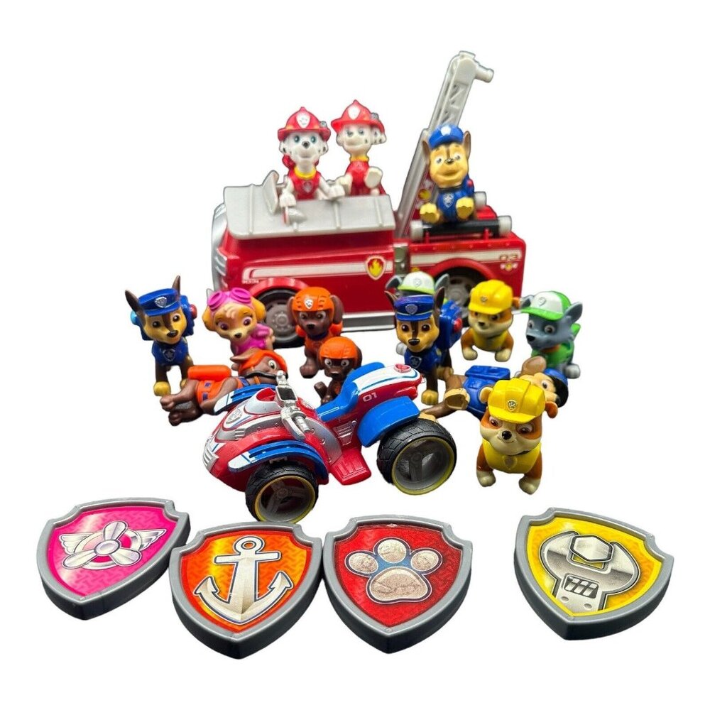 Paw Patrol Toy Lot Figures Vehicles Ryder Marshall Chase Skye Rubble Zuma